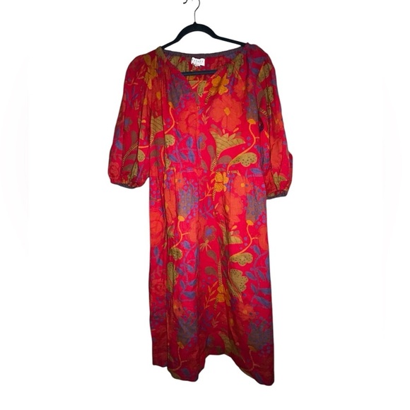 VELVET Graham & Spencer women’s red tropical print midi dress - Picture 1 of 3